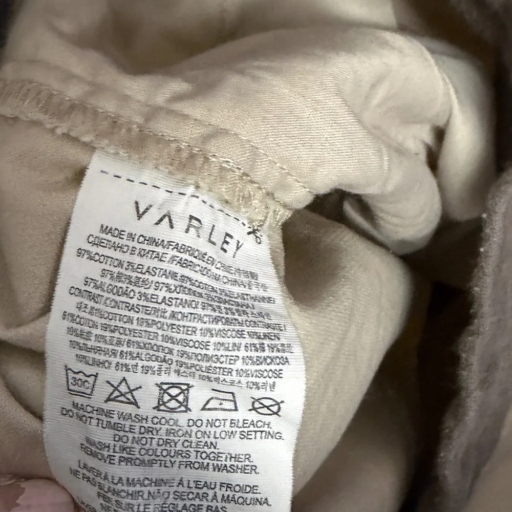 Varley Valley Pant Mocha Cream Colorblock Linen‎ Blend Joggers Large